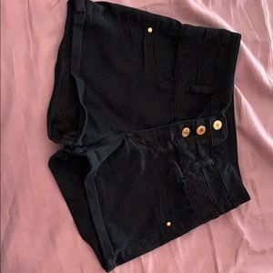 high waisted black denim shorts